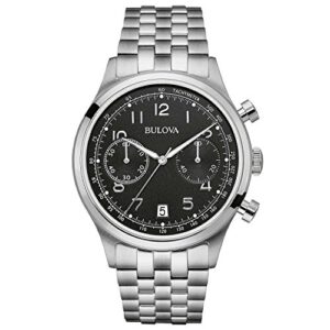 Reloj Bulova Classic Vintage 96B234: Cronógrafo de Acero Inoxidable y Esfera Negra para Hombre