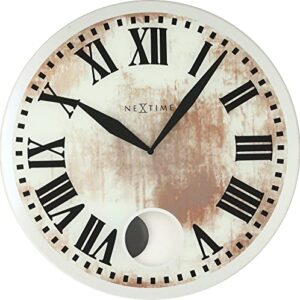 Reloj de Pared NeXtime 8162 Romana: Elegancia en Blanco de 43 cm